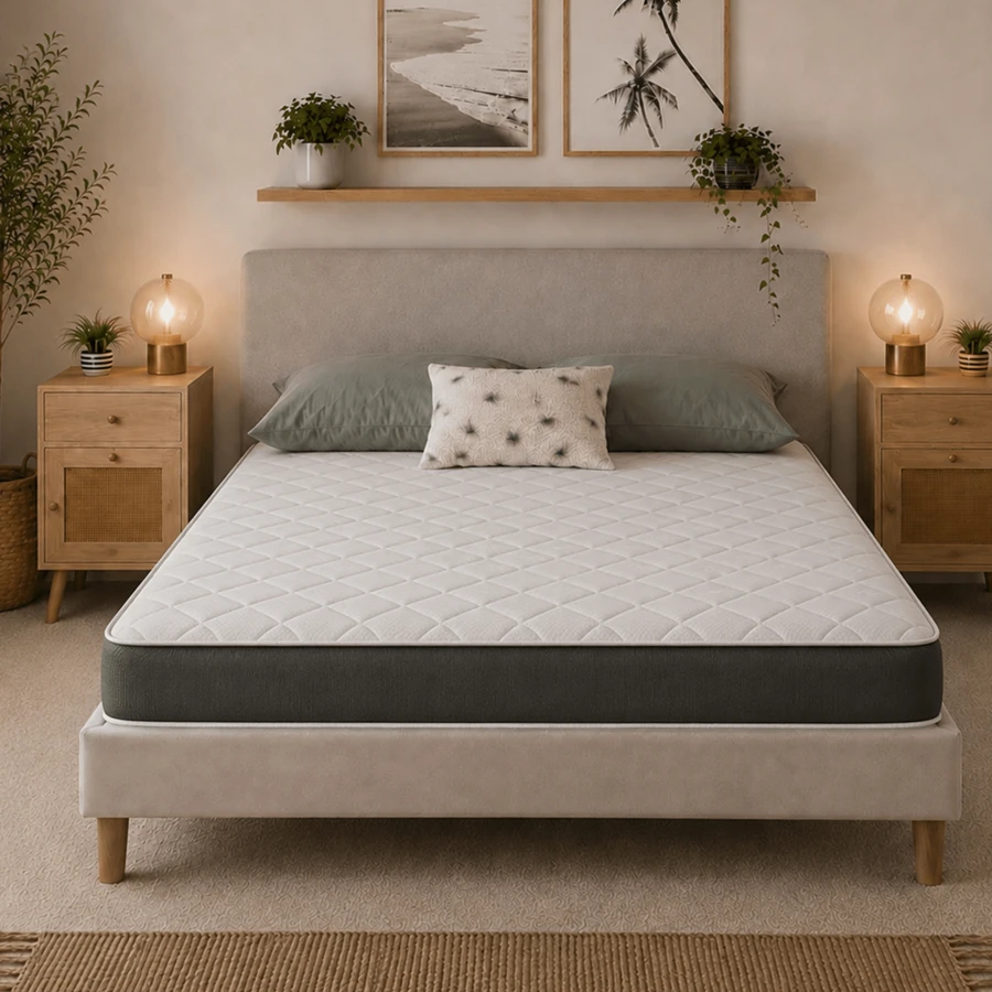 Starlight Beds Hybrid Mattress - Soft Feel, Memory Foam & Spring Support, Deep Quilted Plush Sleep Surface, Durable Design With Elegant Grey Border For Enhanced Comfort - Grey - View 1