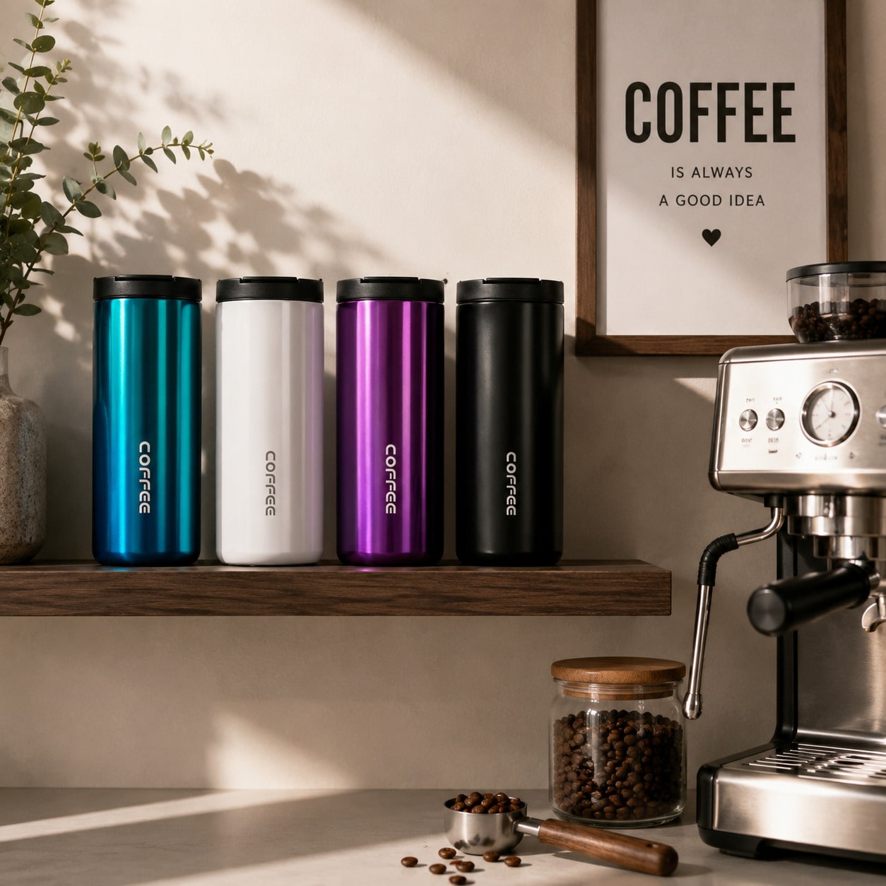 Travel Mug Stainless Steel, Insulated Tumbler Cup With Lid, Reusable Coffee Cup, Portable Thermal Drinkware For Hot Cold Drinks, Leak Resistant Commuter Mug For Office School Gym Camping Hiking Outdoor Travel Lifestyle