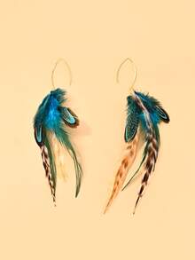 FAAABULS 1pc European And American Exaggerated Pearl And Feather Earrings, Summer Personalized Earrings For Women, Fashion Commute High-End Earrings - EH3623 Gold - View 6
