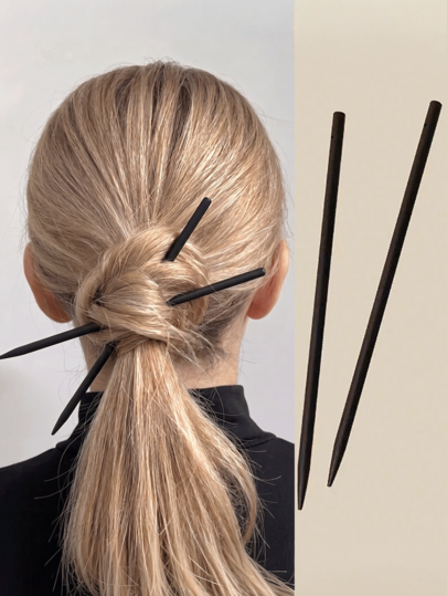 1/5pcs Women's Black Hair Sticks, Minimalist Chinese Style Hair Chopsticks, Hair Clips, Daily Wear Cheongsam Party Hair Accessories