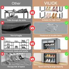 Vertical Shoe Rack With Protective Cover, 9-Tier Large Capacity Shoe Organizer With Side Pockets For Entryway, Home, And Small Apartment - View 8