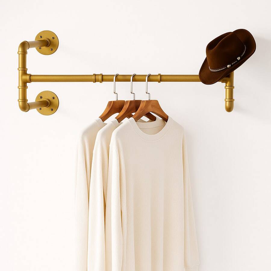 2piezas Percheros De Pared Minimalista Estante de Ropa Perchero Organizador de Acero para uso doméstico en el baño y en la cocina - Ver 1