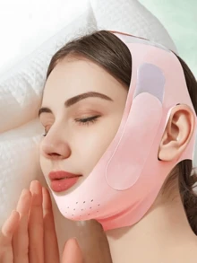 Women's V-Shaped Face Mask Strap - Facial Bandage, Suitable For Home/Sleep/Sports/Yoga And Other Occasions. - Pink - View 3
