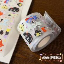 35cm/Loop Kawaii Cat Kingdom Fantasy Fairy Tale Watercolor Die-Cut Sticker For DIY Journal Scrapbooking Planners Gift Photo Card Supply - Black - View 8
