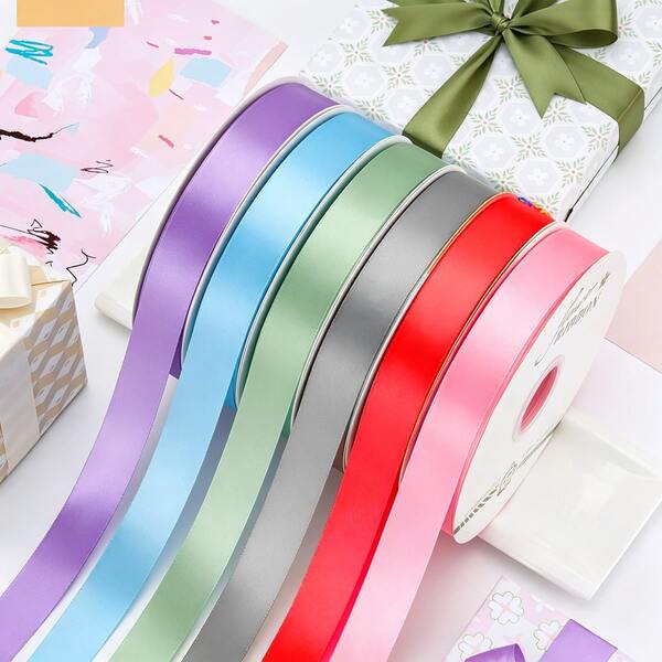 Multi-Color 2.5cm Polyester Satin Ribbon 10 Yards, Christmas Birthday Valentine's Day Universal Ribbon For Gift Box Candy Box Tying, DIY Hair Accessories Floral Packaging, Banquet Table Soft Decoration Photography Prop Decorative Tape