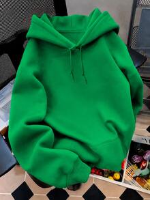Women Solid Color Hoodie Back To School Oversized Pullover Sweatshirt Casual College Campus Wear Basic Long Sleeve Fall Outfit - 綠色 - 查看 1