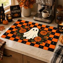 1 pieza Alfombrilla de drenaje de cocina de barro de diatomeas con patrón de fantasma de Halloween, alfombrilla absorbente de secado rápido y antideslizante para cafetera y secado de platos, adecuada para encimera de cocina y decoración del hogar festiva - Multicolor - Ver 3