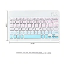 Ultra-Slim Rechargeable Bluetooth Keyboard Portable Compact Wireless Keyboard (150mAh) Compatible With Samsung Galaxy Tab Tablet Android Windows Smartphone Cell Phone IOS ,Christmas Gift / Xmas Gift / New Year 2026 - Light Blue Gradient - View 5