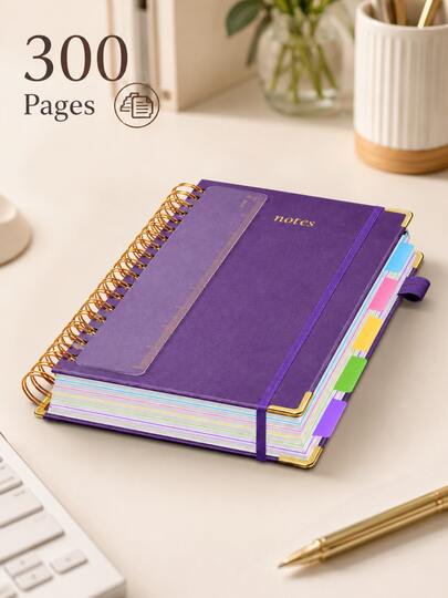A5 Spiral Notebooks (Includes Ruler) - Hardcover, 100gsm Thick Paper, Vintage Style, Lined Pages, Pink Faux Leather Cover; Ideal For Work, Academic Planning (Primary, Secondary, And University Levels), Daily Note-Taking, And Journaling.