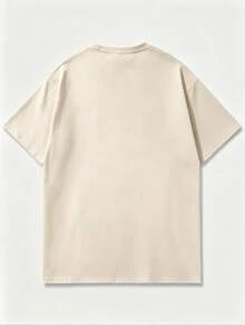 Holly Wood Hills Orange Sunset Distressed West Coast Hip Hop Tee, Oversized 180g Breathable Cotton, Summer Beach Outfit For Men - 杏色 - 查看 4