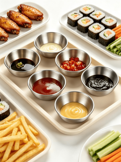 1pc 304 Stainless Steel Sauce Dish, Dipping Bowl, Condiment Dish, Seasoning Bowl, Round Stainless Steel Seasoning Bowl, Mini Small Bowl, Soy Sauce Container For Home Kitchen