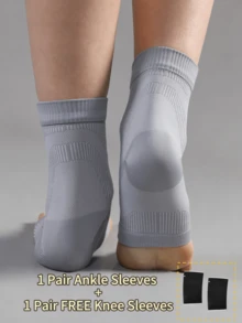 VBOSI 1 Pasang Kaos Kaki Penyangga Pergelangan Kaki Unisex + 1 Pasang Gratis Pelindung Lutut, Desain Ujung Terbuka, Cocok untuk Peregangan, Latihan Kebugaran dan Aktivitas Luar Ruangan - MultiWarna - View 5