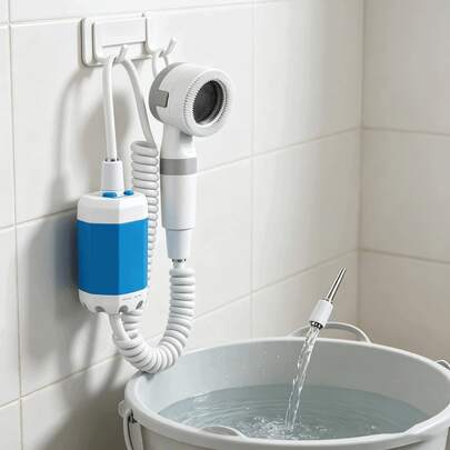 Lightweight Travel Shower Kit – Battery-Powered Handheld, Dual Flow (3/5L/Min), Fits In Backpack, Great For Road Trips & Pet Baths