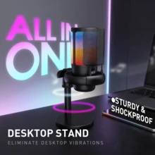 YAIUZGOO Professional RGB USB Microphone With Stand, Dynamic Desktop Gaming Microphone, LED Lighting, Noise Reduction, Mute Button, Adjustable Volume And Echo Control, Plug And Play Computer Microphone, Suitable For PC PS1+4 Laptop Phone Live Streaming Recording Podcast - View 8