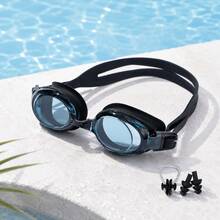 Unisex High-Definition Wide-View Swimming Goggles, Soft Silicone Eye Seal, Adjustable Split Strap, Nose Clip And Earplugs Included, Multiple Colors Available, Swimming Training Gear - Black and White - View 4
