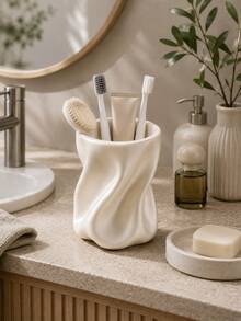 1 pieza Taza de almacenamiento multifuncional artística y de lujo con diseño retorcido, soporte creativo de escritorio para bolígrafos, estante de almacenamiento para brochas de maquillaje, estante de almacenamiento para cepillos de dientes y artículos de baño, adecuado para tocador, dormitorio, escritorio y baño, cumpleaños, regreso a la escuela, regalo, verano, almacenamiento del hogar - Multicolor - Ver 9
