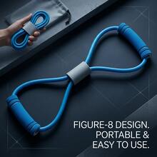 Figure 8 Resistance Band, Elastic Fitness Tube With Soft Foam Handles, Resistance Exercise Band For Yoga, Pilates, Home Gym, Strength Training, Arm, Leg, Chest & Core Workout - Blue - View 7