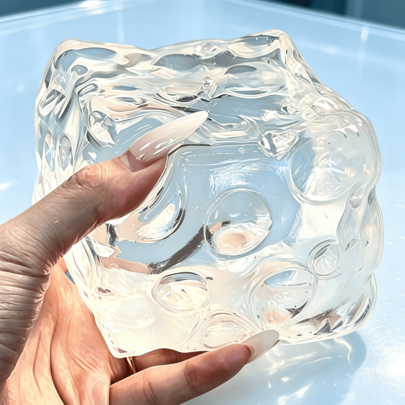 Tachimi 1pc Large Transparent Square Cheese Squishy Toy, Jelly Texture Smooth Slow Rebound Squeeze Toy, Stress Relief Cute Soft Sensory Desktop Decor Toy, Crispy Feel Large Cheese Squishy Toy