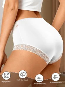 XGDFAY 5pcs Women's Mid-Waist Lace Triangle Panties, Multi-Color Combination Lace Patchwork Design, Soft Skin-Friendly Fabric, Elastic Bodycon Comfortable Fit, Simple Elegant Daily Women's Underwear, S-XL - Multicolor - View 2