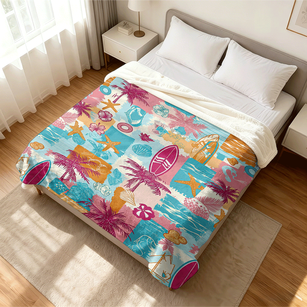 1PC Flannel Blanket, Summer Blanket, Bed Blanket , Blankets For Camping, Blanket For Beach, Throw Blanket, Multi-Use Blanket Soft , Cooling Blanket