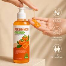 Persimmon Extract Body Wash, Refreshing Oil Control Moisturizing Soothing Brightening, Deodorizing Body Odor, Pump Transparent Bottle, Unisex Full Body Cleansing, 3.4 Fl Oz - Persimmon - View 7
