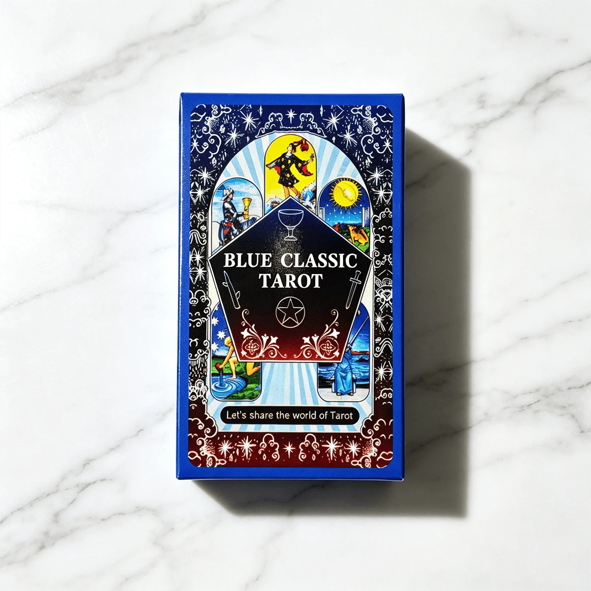 Blue Classic Tarot Cards 78pcs, Rider Waite Smith Style Divination Deck For Beginners, Portable Mystical Board Game & Party Prop - Multicolor - View 1