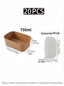 一次性紙製食物儲存容器（1個、5個或10個裝），附透明PP蓋，防塵防蟲，適用於外帶餐點、餐廳外送、戶外野餐、居家廚房、餐飲場地及旅行 - 彩色 - 查看 18