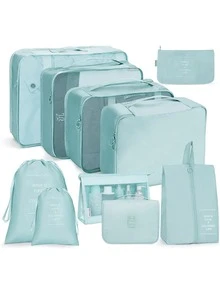 10pcs Waterproof Floral Luggage Travel Storage Set, Portable Zippered Clothing Storage Bags, Suitable For Suitcases, College Dorms, Minimalist Style (Multiple Floral And Letter Patterns Available) - Multicolor - View 14