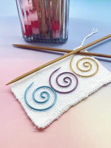 Spiral Metall Maschenmarkierer, Gelb, Blau, Lila, rostbeständig glatt wiederverwendbar, zum Fixieren der Maschenposition, geeignet für Häkeln, Stricken, Sticken, langanhaltend Nähzubehör für Strickbegeisterte - Spiralnadel - Übersicht 7