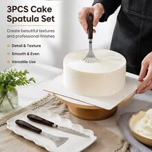 9/4/3PCS/Set Stainless Steel Cake Spatula Set - Buttercream Fondant Decorating Tools For Smooth Icing Pastry DIY Cake Decoration Angled Blade Cranked Palette Knife Cutter Scraper Filling Tool - Multicolor - View 5