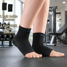 VBOSI 1 Pasang Kaos Kaki Penyangga Pergelangan Kaki Unisex + 1 Pasang Gratis Pelindung Lutut, Desain Ujung Terbuka, Cocok untuk Peregangan, Latihan Kebugaran dan Aktivitas Luar Ruangan - MultiWarna - View 15