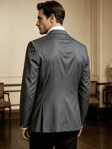 Men's Solid Gray Formal Suit Jacket And Black Suit Pants 2-Piece Set - Multicolor - View 2