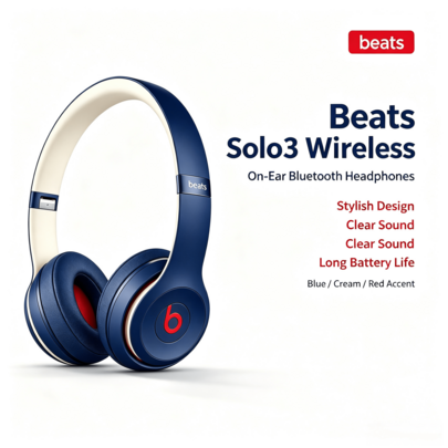 Beats Solo 3 Auriculares Bluetooth In-Ear con Chip W1, Cancelación de Ruido, 40 Horas de Tiempo de Reproducción, Carga Rápida, Compatible con iPhone y Android, Perfecto para Música, Diseño Plegable y Cómodo, Llamadas Manos Libres,