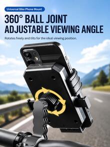 1 buah Dudukan Ponsel Sepeda Motor Universal, Kunci Sekali Klik/Penjepit Empat Sudut, Dudukan Ponsel Sepeda, Dapat Diputar 360° Anti Guncangan untuk Stang/Spion, Desain Pengisian Daya Terbuka, Braket GPS Bahan ABS, Cocok untuk Sepeda, Sepeda Listrik, Skuter, Smartphone 4.0-7.0 Inci, Hitam - A - View 6