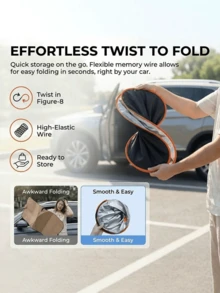 1pc Car Sunshade, Universal Car Decor Accessory, Side Window Sunshade, Front And Rear Window Sunshade, UV Protection Sunshade, Mosquito Proof Heat Insulation, UV Protection Glass Sunshade Mesh, Reflective Sunshade, Window Film Protection, Foldable Car Windshield Sunshade Umbrella, Windshield Snow Cover Set, Foldable Heat Insulation Sunshade, Front Windshield Sunshade, Summer Essential, Car Sunshade Umbrella, Suitable For Most Vehicles, Easy To Store, Heat Insulation, Car Accessories, Car Accessories, Blind For Window, Car Sunshade, Sun Shade - Multicolor - View 8
