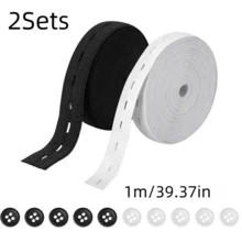1Set/2Sets Elastic Rope, Used For Sewing, Made Of High Elasticity Knitted Tape, Designed For Tightening Waistband, Equipped With White Buttons, Perfect For Handmade Crafts - Multicolor - View 13