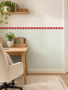 1pc/4pcs Heart Stripe Half Wall Decal, Removable & Peel And Stick Wall Sticker, Suitable For Bedroom, Living Room And Entryway, 4 Colors Available - Heart Pinstripe - View 6