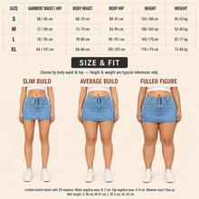 Solid Color Belt A-Line Denim Mini Skirt, Casual For Summer - Light Wash - View 7