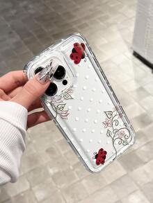 Fresh Polka Dot Vine Ladybug Print Transparent Shockproof Phone Case Unisex Compatible With Apple 17Pro Max/17Pro/17/16Pro Max/16Pro/15/15Pro Max/14Pro/14Pro Max/13Pro Max/13/12/11 Creative Phone Case Gift Accessory - Clear - View 5