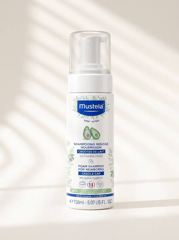 Mustela Foam Shampoo For Newborns 5.07oz/150ml – Foam Shampoo, Cradle Cap Care, For Newborns, Avocado Polyphenols, Suitable For Baby Bath Time