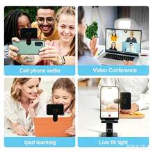AXNEN Mobile Phone LED Selfie Light, Rechargeable Phone Selfie Lamp, Computer Video Conference Lighting, Portable Mini Clip Fill Light - Black and White - View 9