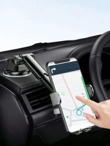 1個吸盤式車用手機支架，適用於智慧型手機/平板電腦，可安裝於儀表板與擋風玻璃，伸縮臂設計，一鍵釋放，安裝簡易 - A - 查看 4