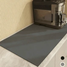 1PC Solid Color Diatomaceous Earth Absorbent Mat, Anti-Slip Wear-Resistant Kitchen Countertop Mat, Oil Stain Resistant, Easy To Clean, Coffee Machine Mat, Draining Mat, Tableware Storage Mat, Bar Restaurant Mat, Pet Anti-Slip Mat - Black - View 14