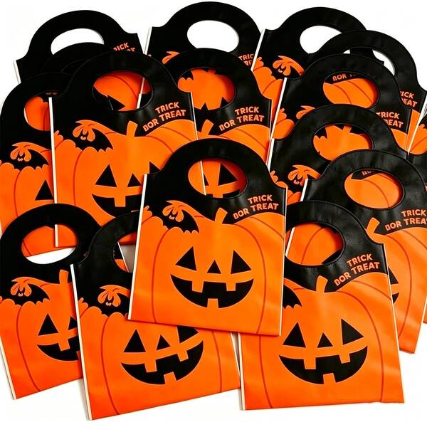 25/50/100枚 ハロウィンギフトバッグ、スーパーマーケットショッピングバッグ、ベストパッキングバッグ、ハロウィンパッケージバッグ、ホリデーデコレーション