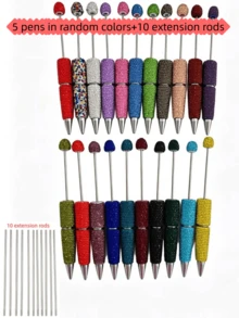 [30pcs]Includes 10pcs Full Rhinestone Solid Color Beaded Pens, Paired With 10pcs Extended Rods To Meet More Creative Needs, 10pcs Replacement Ink Refills For Easy Replacement, Perfect For Desk Decoration, Gift Giving, And Holiday Atmosphere Decor - Multicolor - View 12