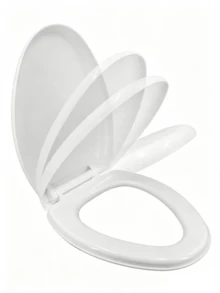 1pc Universal Thickened Slow-Close Toilet Seat, Quiet Splash-Proof Toilet Ring, Easy-To-Clean Compatible Toilet Lid. - A - View 3