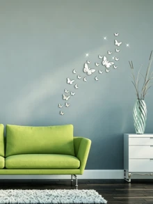 12pcs 3D Mirror Butterfly Wall Stickers, Wall Art Decor, Mirror Wall Decals, Home Decoration, Room Decor - Multicolor - View 4