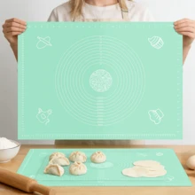 1PC Extra Large Silicone Baking Mat With Scale, Non-Stick Non-Slip Kneading Mat, Reusable, Easy To Clean, Suitable For Pizza, Pastry, Macaron, Dumpling And Other Professional Rolling Board, Kitchen Baking Tool, Holiday Baking Kitchen Countertop Accessory, Baking Mat, Kneading Mat, Dessert Mat, Baking Accessory - View 10