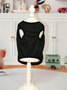 1pc Lightweight Letter Print Pet Dog Cat Vest, Sleeveless Summer Shirt, Anti-Shed, Breathable For Poodle & Teddy Bear - Black - View 6