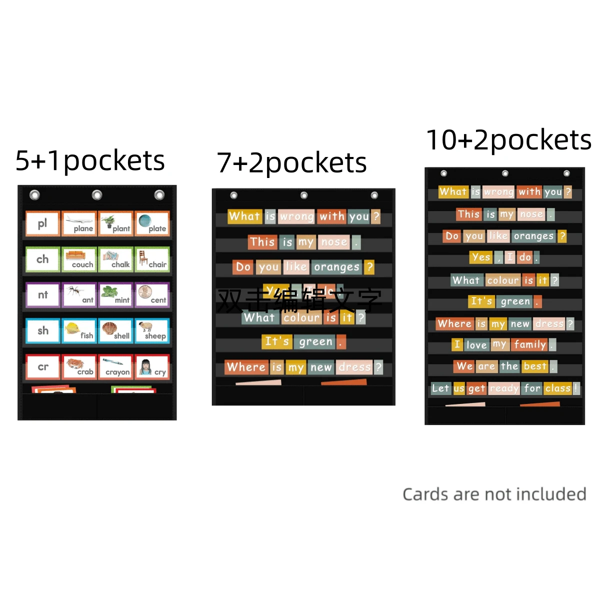 1pc Hanging Pocket For Storing Letters, Cards, Words And Sentence Strips, Durable Nylon Material Word Pockets With Extra Storage Pockets, With 3 Metal Holes, Suitable For School Home Office - A - View 1